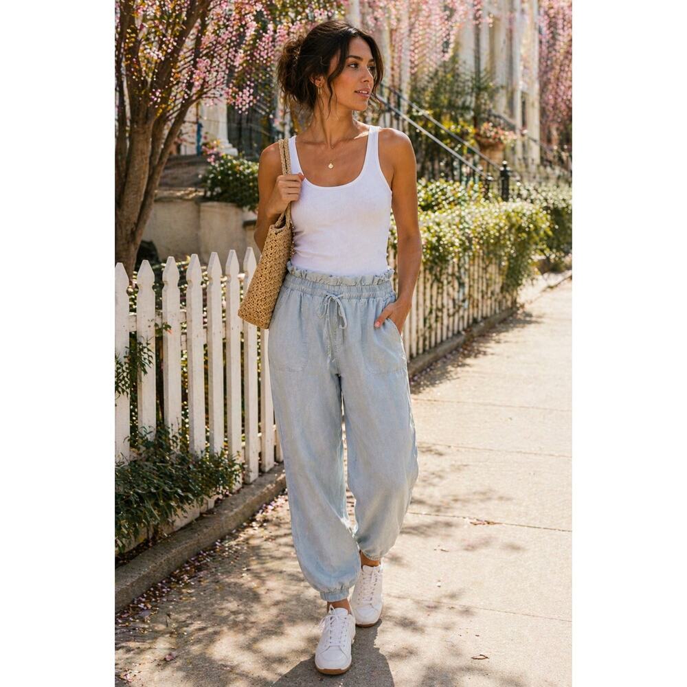 Anthropologie Cloth & Stone Light Blue Jogger Pants XS | Drawstring Waist Casual
